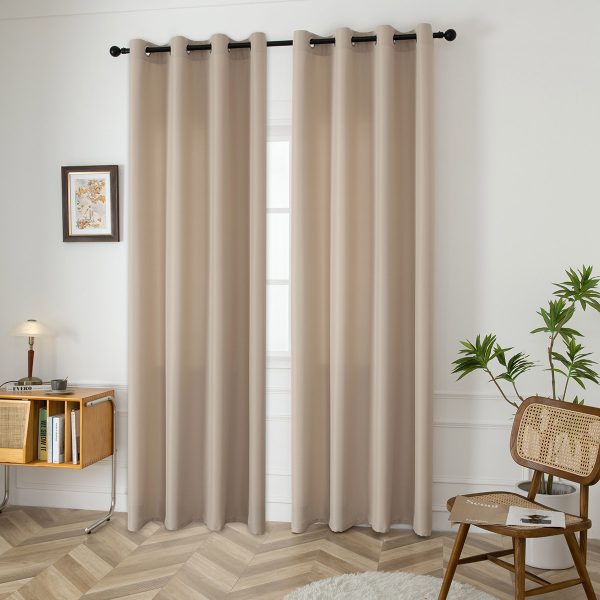 Beauty Home Κουρτίνα μεσαίας σκίασης με 8 μεταλλικούς κρίκους Effect Art 8443 140x270 Άμμου