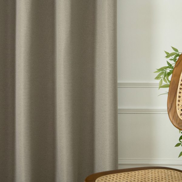 Beauty Home Κουρτίνα Blackout Jacquard σκίασης με 8 μεταλλικούς κρίκους Glare Art 8444 140x270 Άμμου - Image 3