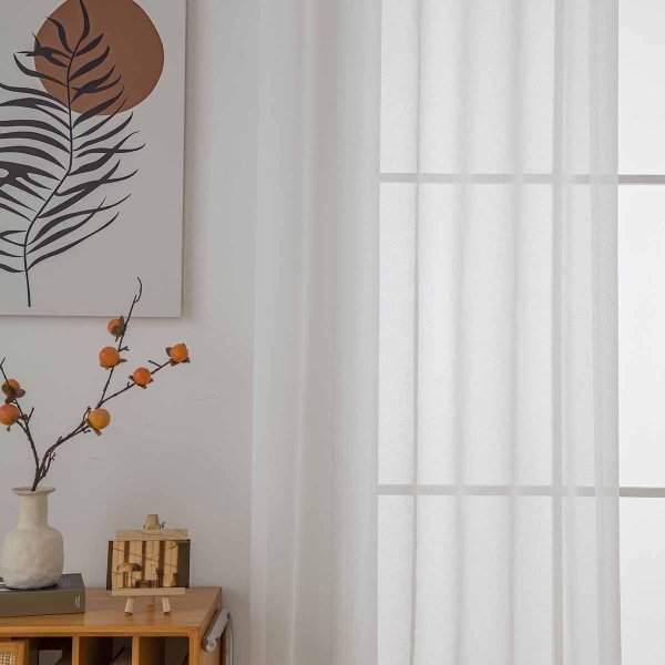 Beauty Home Κουρτίνα γάζα μονόχρωμη με 8 μεταλλικούς κρίκους Sharp Art 8448 140x270 Εκρού